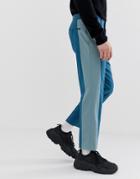 Asos Design Slim Crop Smart Pants In Half And Half Blue Tones - Blue