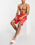 Topman Longline Swim Short In Red