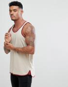 Asos Longline Skater Tank With Contrast Bound Hem - Multi