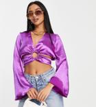 River Island Petite Ring Detail Crop Top In Purple