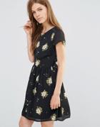 Yumi Floral Smock Dress - Black