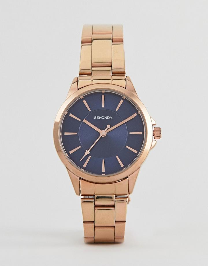Sekonda 2457 Bracelet Watch With Blue Dial And Rose Gold Case - Blue