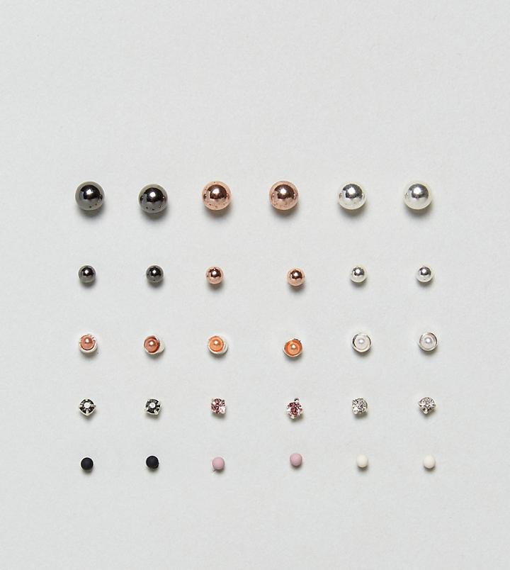 Asos Pack Of 15 Stud Earrings - Multi