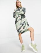 Monki Sweatshirt Mini Dress In Green Cloud Print