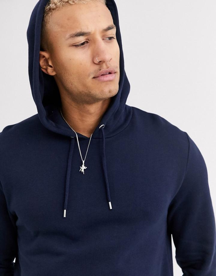 Asos Design Hoodie In Navy