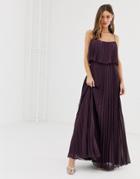 Asos Design Pleated Crop Top Maxi Dress-navy