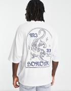 Asos Design Oversized T-shirt In White With Tiger Front And Back Print