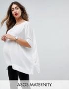 Asos Design Maternity Oversized Kimono T-shirt With V Back - White