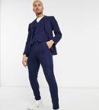 Asos Design Wedding Super Skinny Wool Mix Suit Pants In Navy Twill