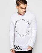 Asos Longline Long Sleeve T-shirt With Typographic Print - White