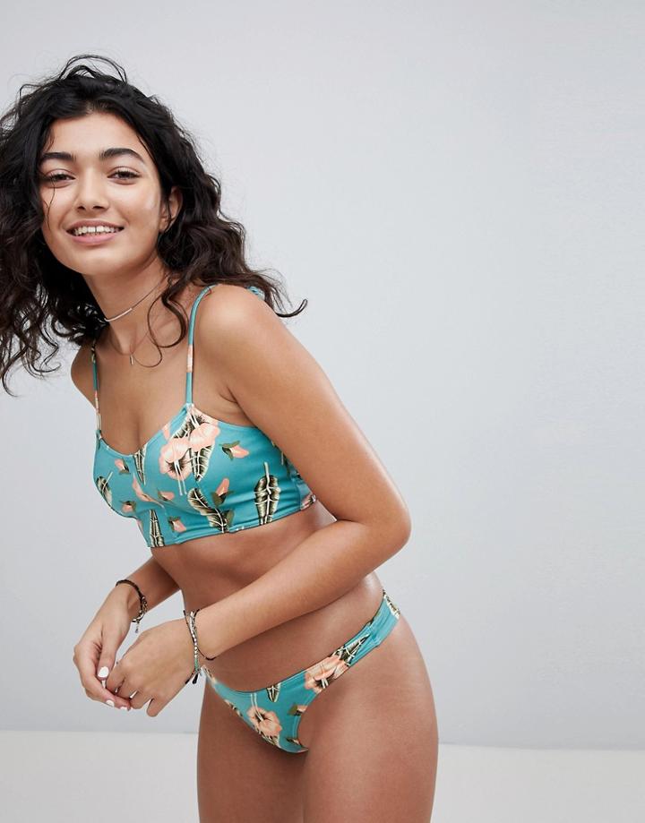 Rvca South Swell Bralette Bikini Top - Blue