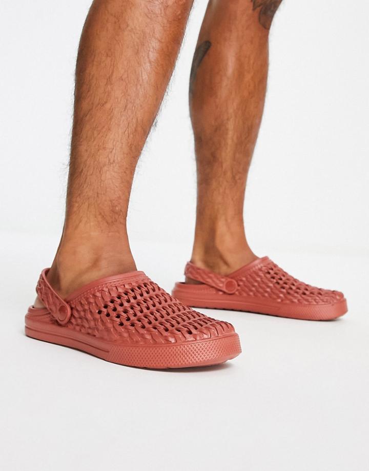 River Island Closed Toe Rubber Mules In Rust-green