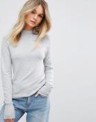 New Look Stand Neck Fine Gauge Sweater - Gray