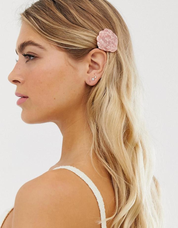 Orelia Pink Resin Shell Hair Clip