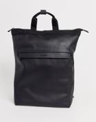 Asos Design Faux Leather Tote Backpack Hybrid In Black