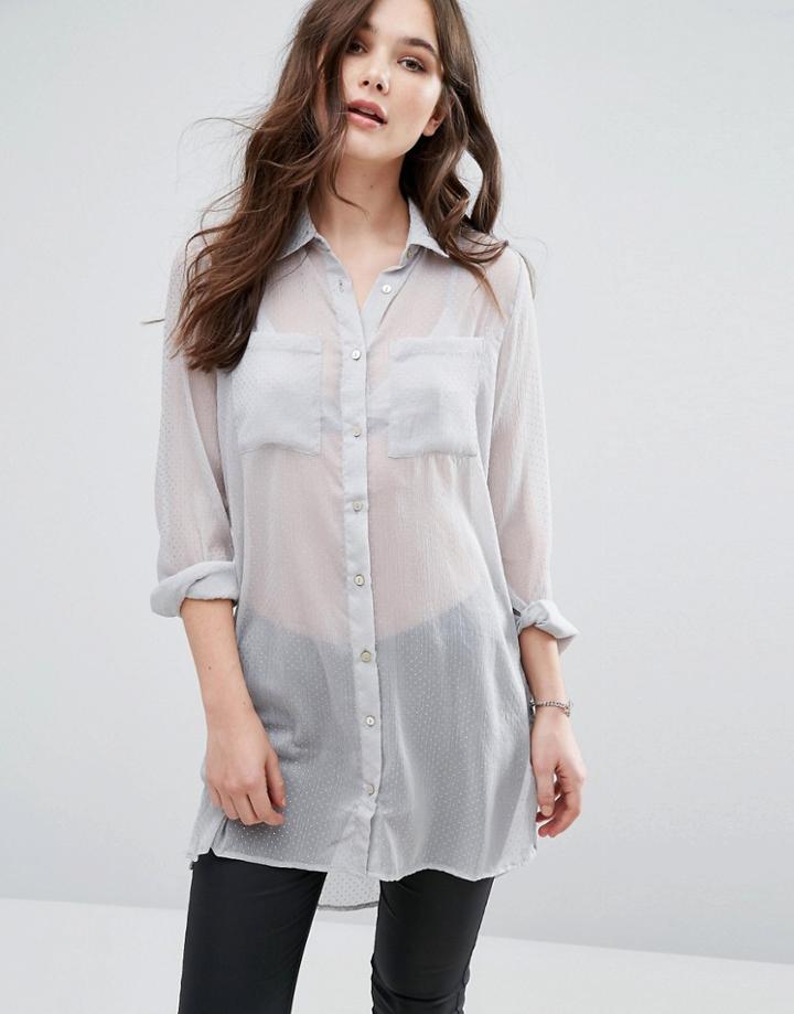 Vila Oversized Shirt - Silver