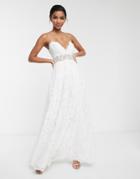 Asos Edition Lace Cami Wedding Dress With Full Skirt-white