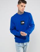 The North Face Fine Crew Neck Sweatshirt Box Logo In Blue - Blue