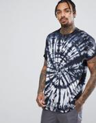 Asos Oversized T-shirt With Roll Sleeve And Spiral Tie Dye - Navy
