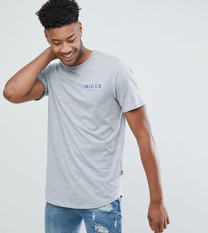 Nicce London Tall T-shirt In Gray With Chest Logo - Gray