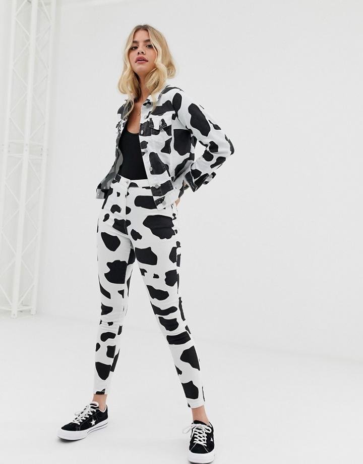 Parisian Cow Print Jeggings - Multi