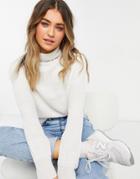 Qed London Roll Neck Sweater In White