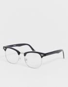 Asos Design Retro Glasses In Black With Clear Lens
