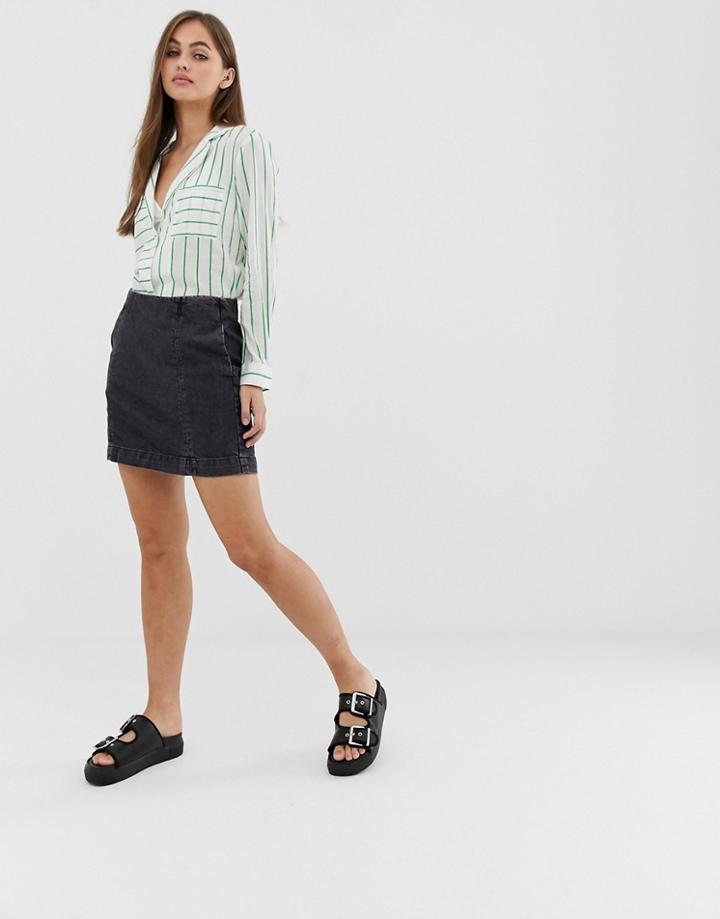 Noisy May Mini Denim Skirt-black