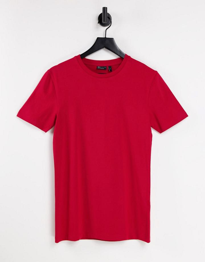 Asos Design Muscle Fit T-shirt With Crew Neck In Red
