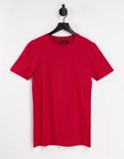 Asos Design Muscle Fit T-shirt With Crew Neck In Red