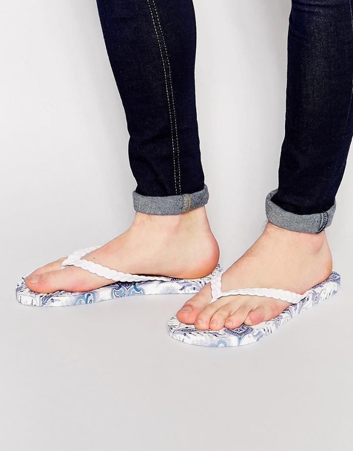 Gandys Flip Flops X Liberty Lord Paisley Print - White