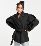 Asos Design Petite Extreme Sleeve Scuba Jacket In Black-grey