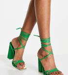 Public Desire Wide Fit Amira Block Heel Sandals In Green