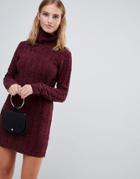 Brave Soul Perrie Roll Neck Sweater Dress-red