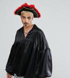 Reclaimed Vintage Inspired Pirate Shirt Lace Up Front - Black