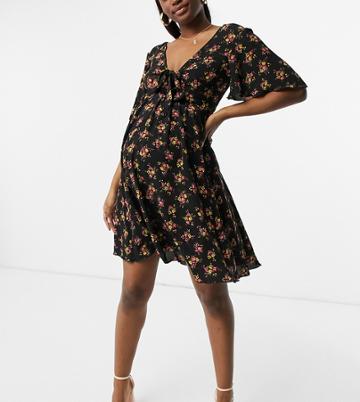 Blume Maternity Mini Dress In Navy Floral-multi