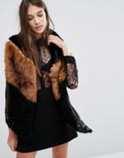Urbancode Spliced Long Faux Fur Scarf - Black