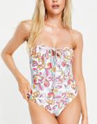 New Look Swimsuit In Abstract Floral-multi