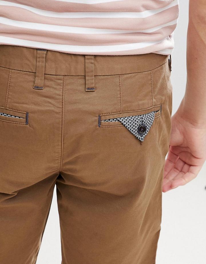 Ted Baker Slim Chino Shorts In Tan - Tan