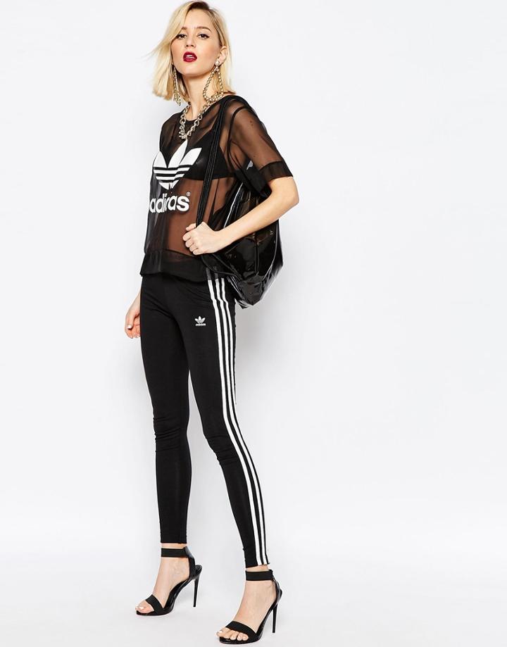 Adidas Originals Adicolour Leggings With 3 Stripe - Black
