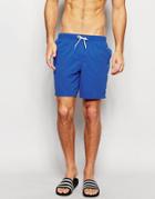 Asos Mid Length Swim Shorts In Blue - Blue