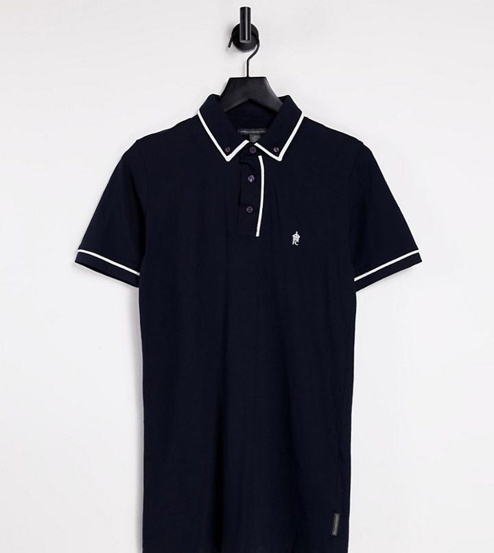 French Connection Tall Piping Polo In Navy-blues