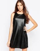 Madam Rage Wet Look Shift Dress - Black