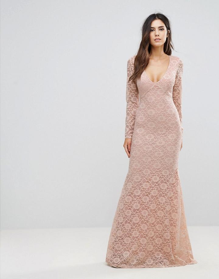 City Goddess Lace Maxi Dress - Beige