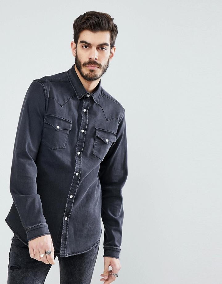 Asos 11oz Denim Western Shirt - Gray