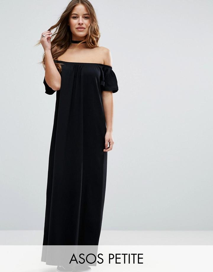 Asos Petite Off Shoulder Maxi Dress - Black