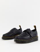 Dr Martens Ramsey Ii Black Embossed Leather Strap Chunky Flatform Shoes - Black