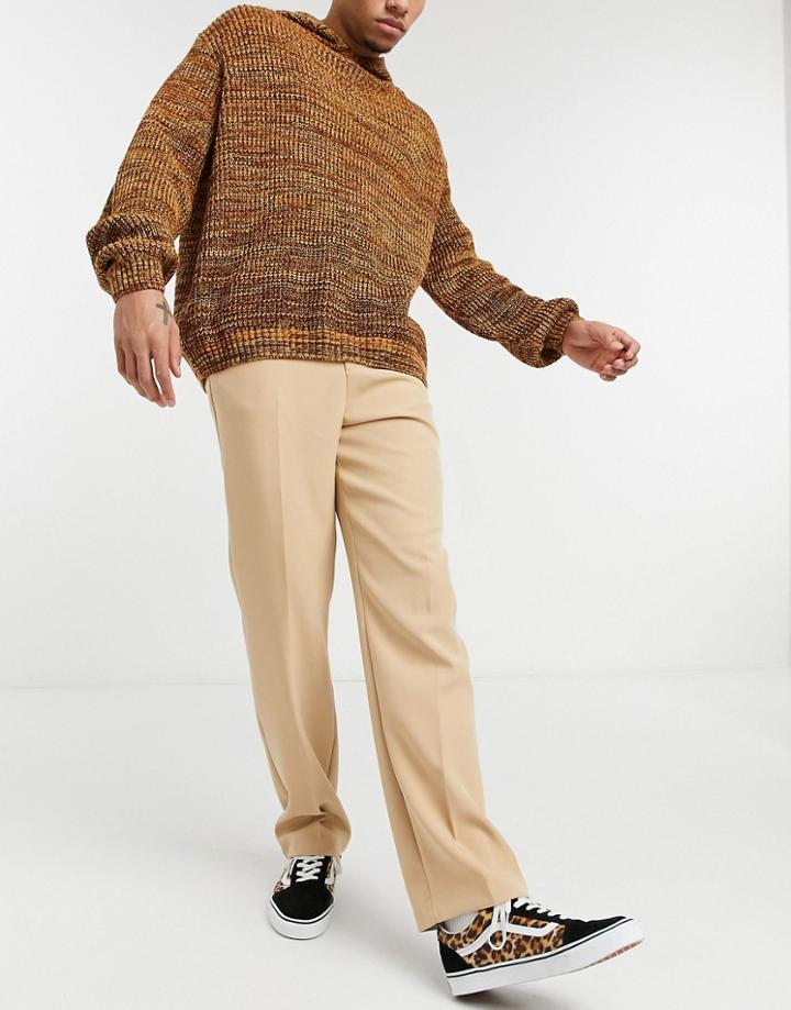 Mennace Aftermath Straight Suit Pants In Beige-neutral