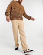 Mennace Aftermath Straight Suit Pants In Beige-neutral