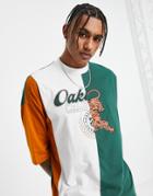 Asos Design Oversized T-shirt In Green And White Color Block With California City Print